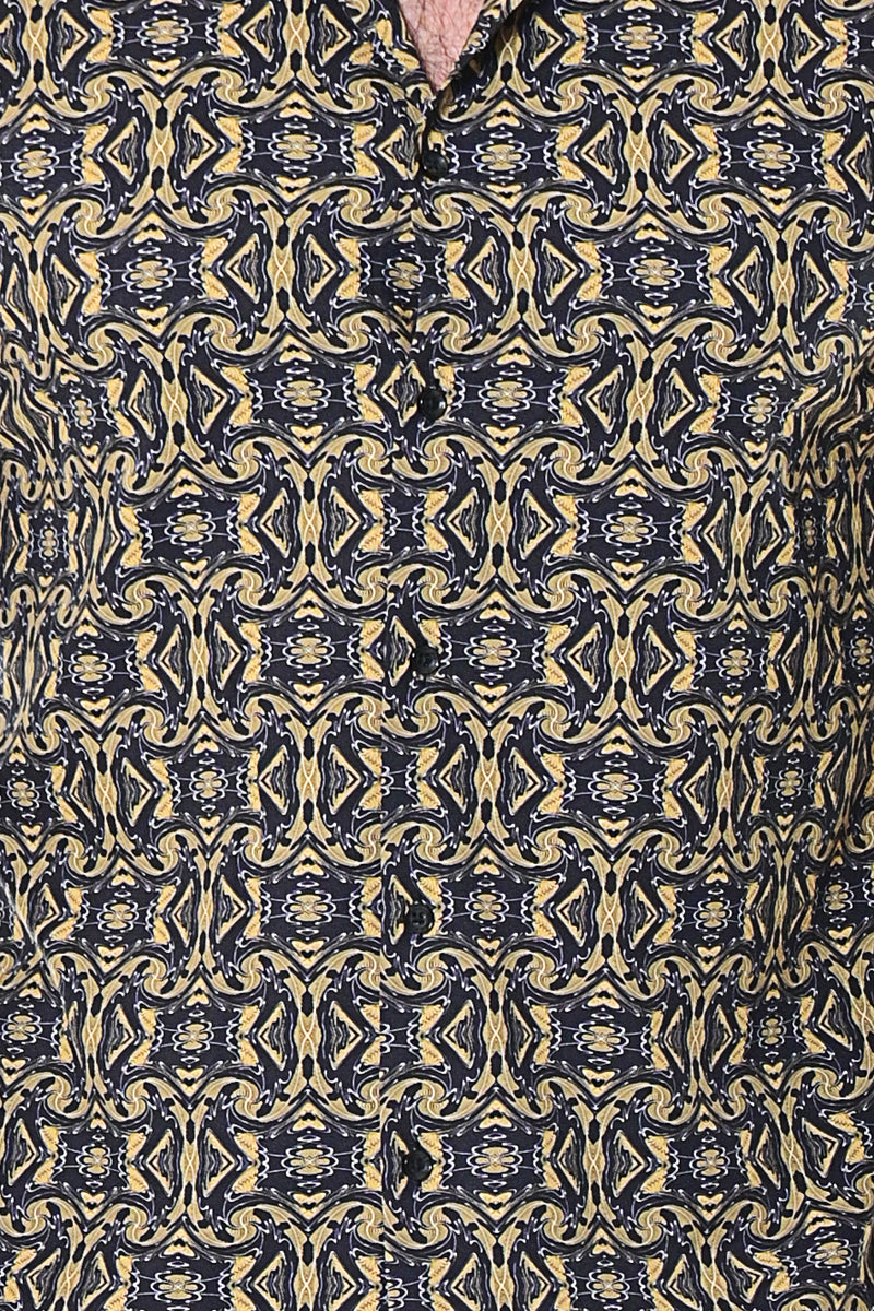 Mens Cotton-Polyester Spandex Print Long Sleeve Shirt-MXL1674 - 6 PCS/PRE-PACK