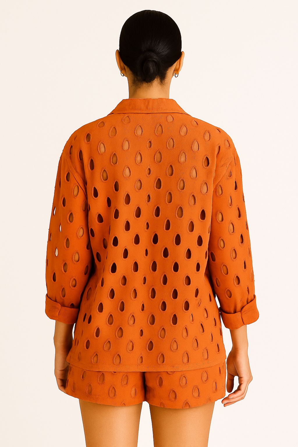 Ladies Eyelet Set Cotton Blouse & Short Casual - Navy - Color Options by Azucar - LCS3719 - 6 PCS/PRE-PACK