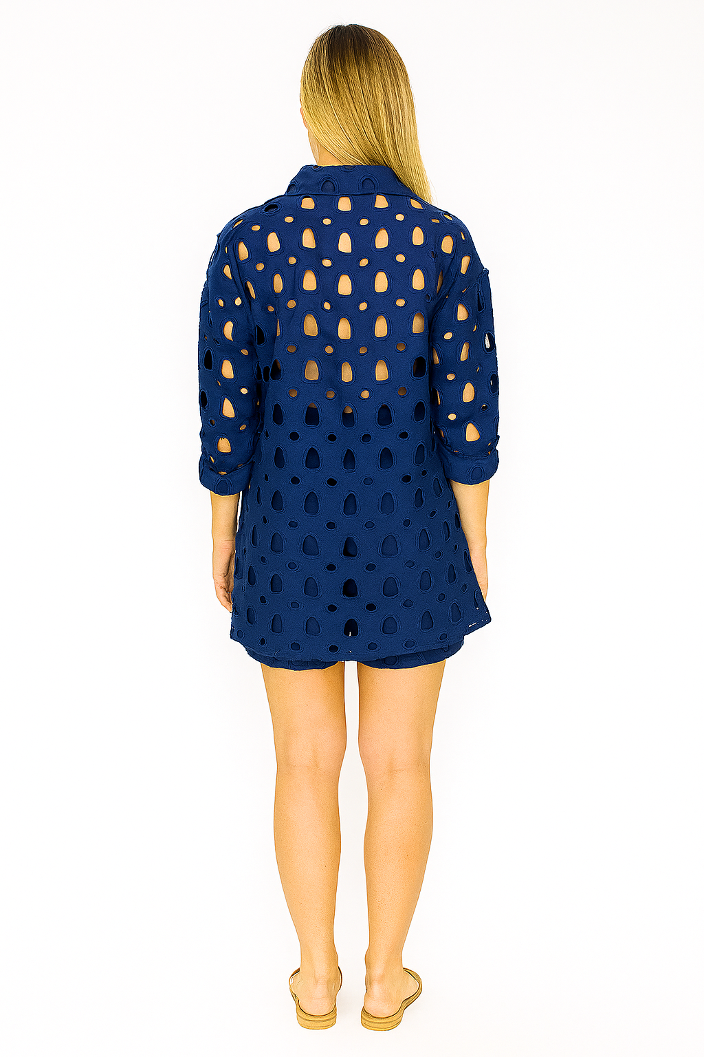 Ladies Eyelet Set Cotton Blouse & Short Casual Beach - Orange - Color Options by Azucar - LCS3719 - 6 PCS/PRE-PACK