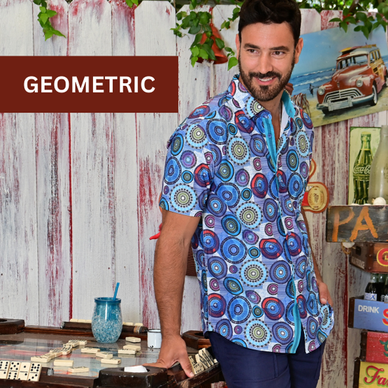 Men Geometric Abstract Pattern Shirts