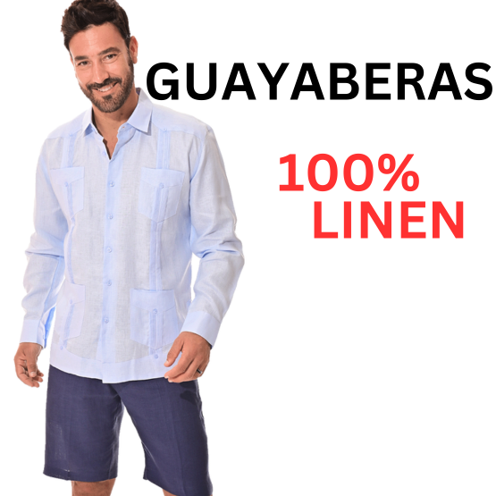 Men 100% Linen Guayabera Shirts