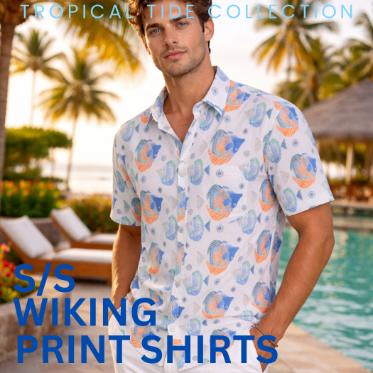 BOHIO Tropical Tide - Men S/S Wiking Print Shirts