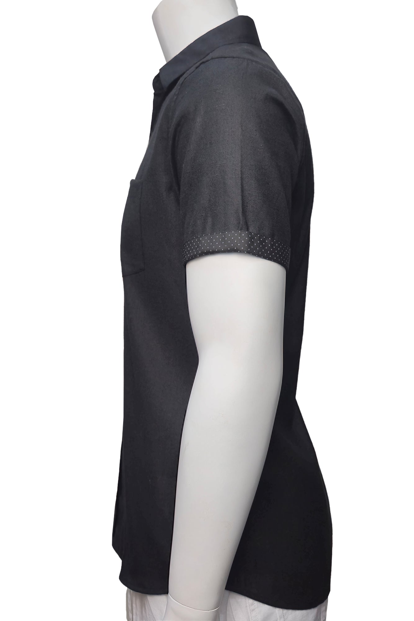 Men LINEN LOOK S/S Button Down Shirt Contrast Slv Trim - BLACK - BUR3621 - Color Options - 8 PCS/PRE-PACK