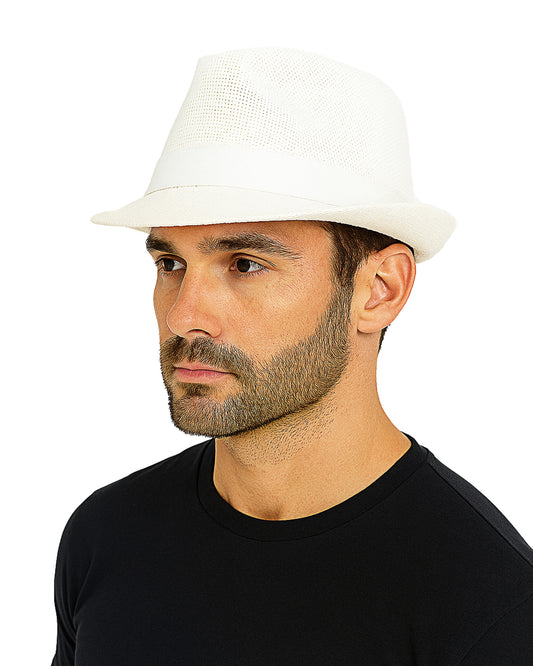 Fedora Classic Short Brim Classic Cuban Hat-HAT3807-IVORY-6 PCS/PRE-PACK