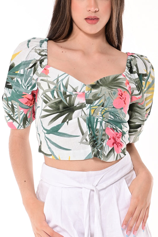 Ladies Tropical Sweetheart Neck Top by AZUCAR - LCB1711 - 6 PCS/PRE-PACK