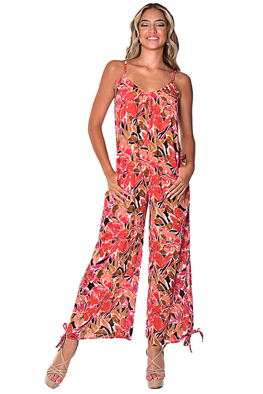 Women's Jumper Wide Leg with Side Slits Loose Fit by AZUCAR - RED PRINT - Color Options - LCJ1359 - 6 PCS/PRE-PACK