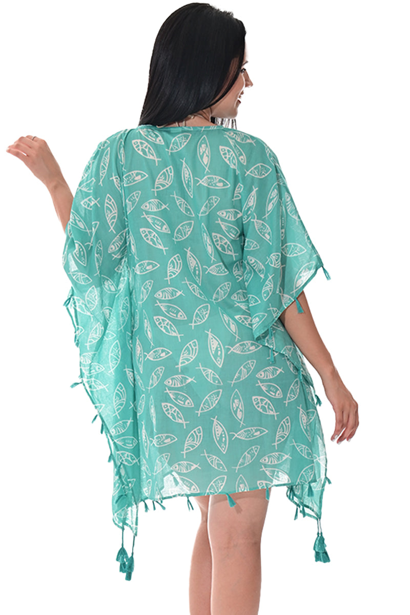 Swimsuit Cover-Up Tunic Fish MINT Color by AZUCAR - LCT3592 - 6 PCS/PRE-PACK