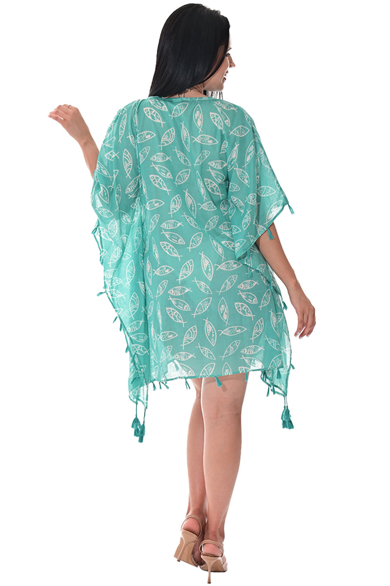 Swimsuit Cover-Up Tunic Fish MINT Color by AZUCAR - LCT3592 - 6 PCS/PRE-PACK