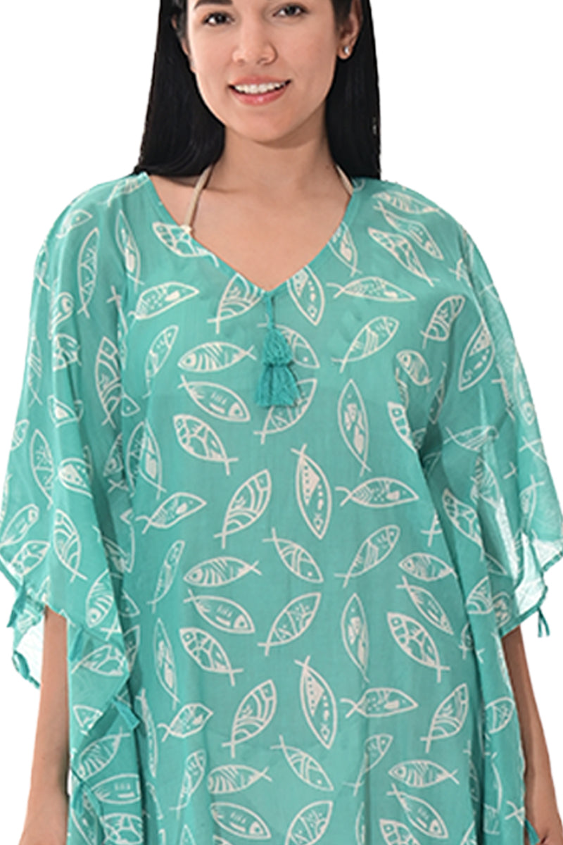 Swimsuit Cover-Up Tunic Fish MINT Color by AZUCAR - LCT3592 - 6 PCS/PRE-PACK