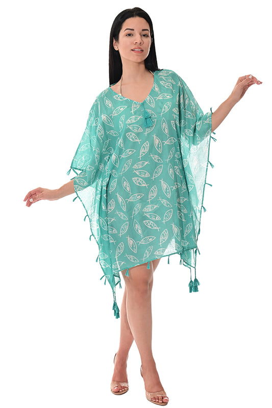 Swimsuit Cover-Up Tunic Fish MINT Color by AZUCAR - LCT3592 - 6 PCS/PRE-PACK