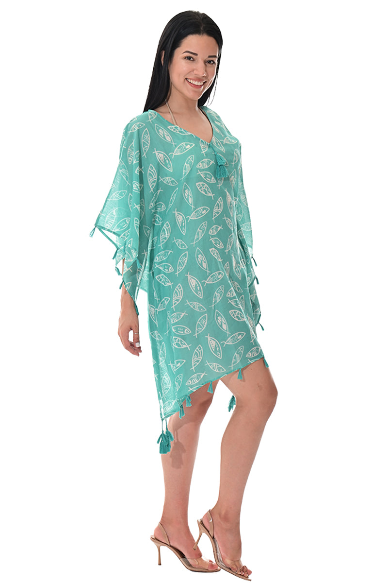 Swimsuit Cover-Up Tunic Fish MINT Color by AZUCAR - LCT3592 - 6 PCS/PRE-PACK