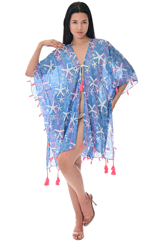 Swimsuit Cover-Up Tunic Star Fish BLUE PRINT Color by AZUCAR - LCT3599 - 6 PCS/PRE-PACK