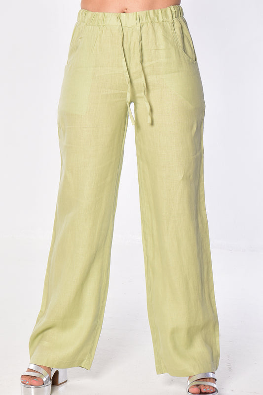 Ladies Linen Pants Draw String w/Pockets by AZUCAR -SAGE-Color Options - LLP1313 - 6 PCS/PRE-PACK