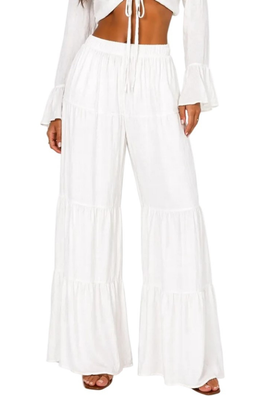 AZUCAR Women’s Wide Leg Tiered Cover-Up Pants  Style #LMP3905