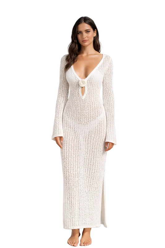 Vestido playero de ganchillo blanco Island Goddess – Estilo LMT3917