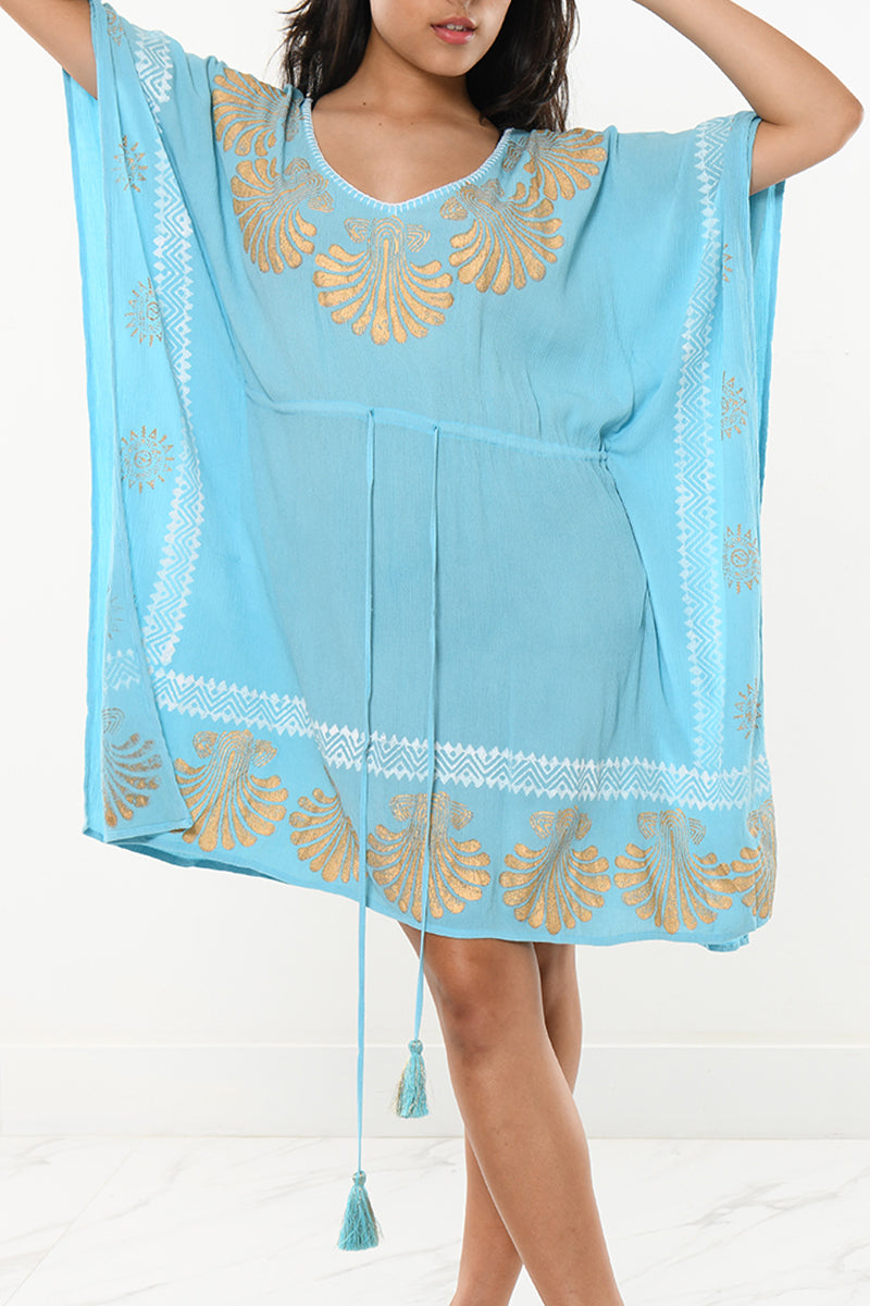 Ladies Bathing Suit Kaftan Beach Cover-Up w/Tassels by AZUCAR - LRT205 - 6 PCS/PRE-PACK