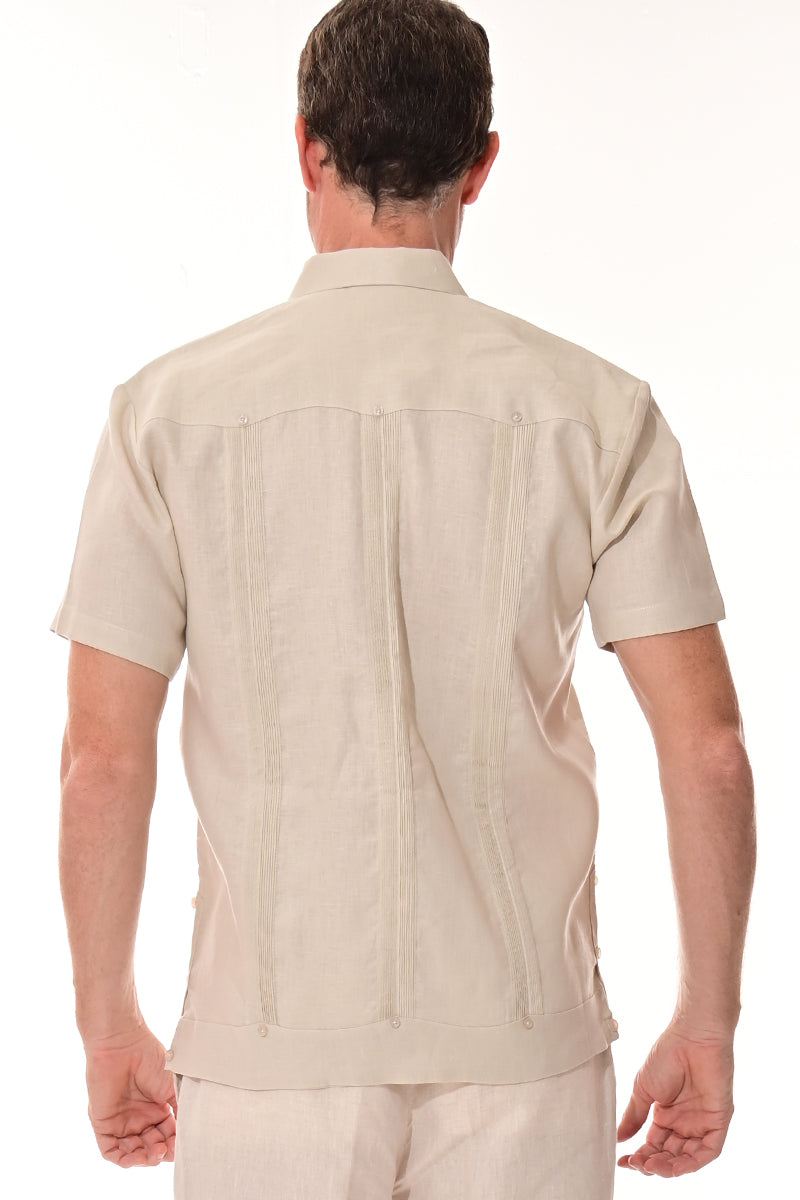 Men 100% Linen Classic S/S Guayabera WHITE-Color Options-LS399 - 6 PCS/PRE-PACK