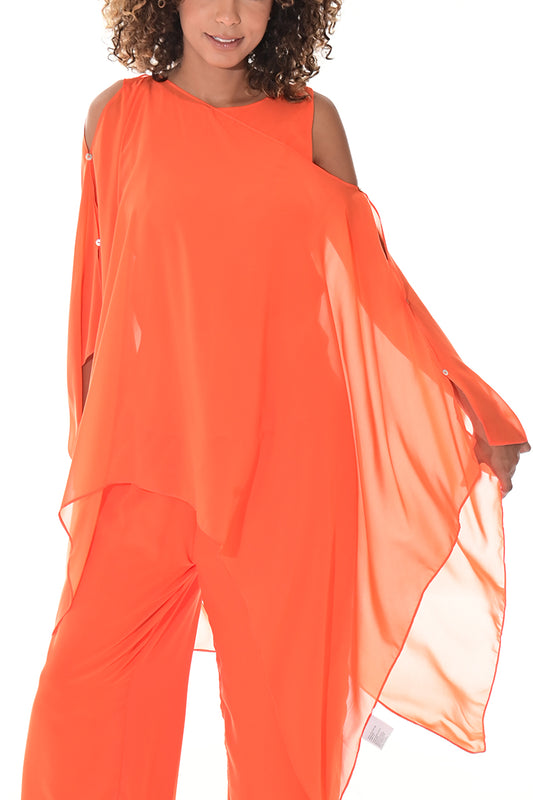 Ladies Shear Shrug Poncho Light Weight Off-the-Shoulder-ORANGE-Color Options-LSB3110 - 6 PCS/PRE-PACK