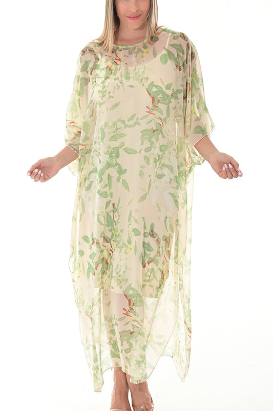 Ladies Maxi Dress Loose Dolman Sleeve by AZUCAR-GREEN FLORAL-Color Options-LSB421 - 6 PCS/PRE-PACK