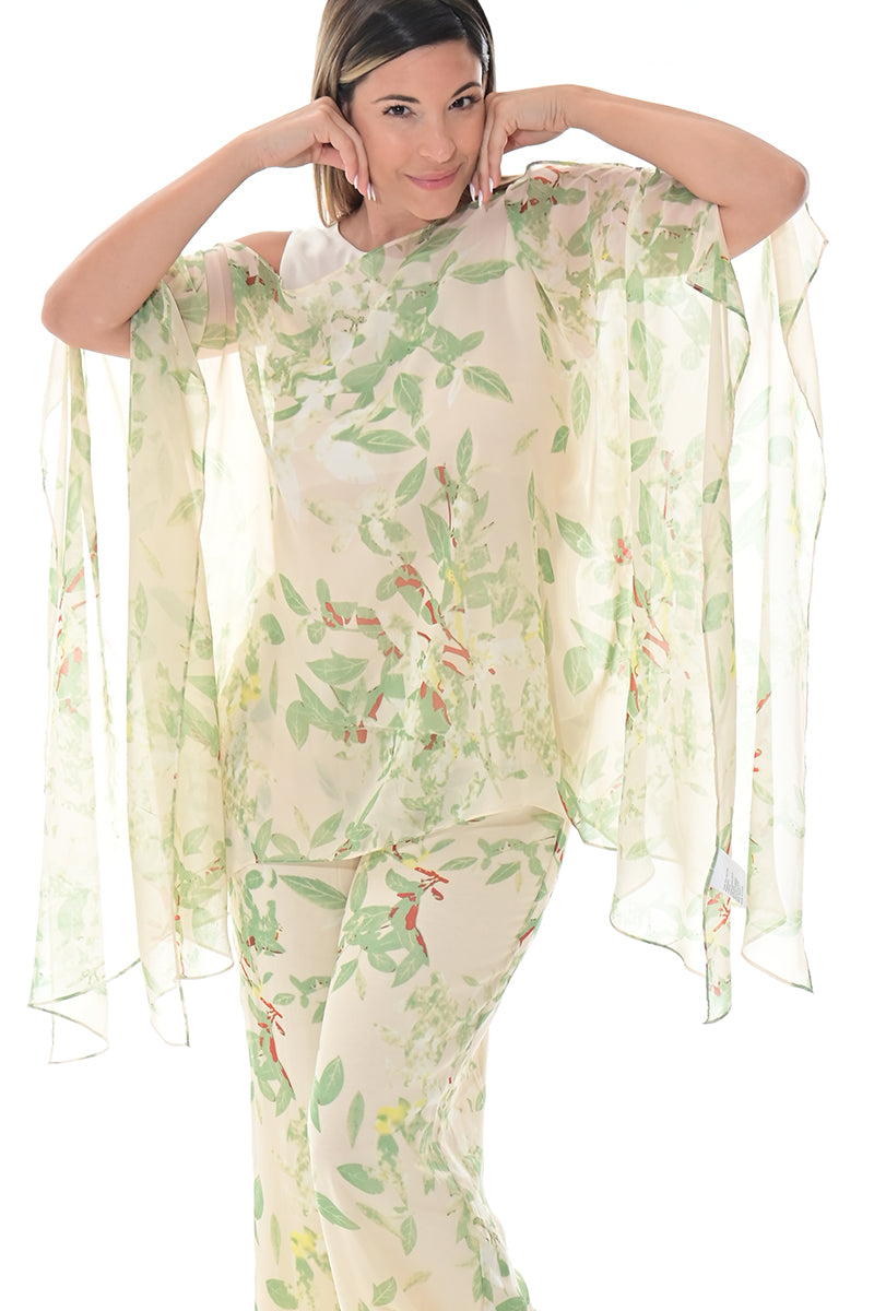 Ladies Shear Shrug Poncho Light Weight Off-the-Shoulder by AZUCAR - GREEN FLORAL - Color Options - LSB422 - 6 PCS/PRE-PACK