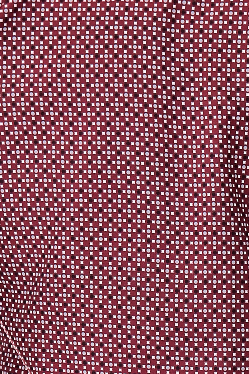 Men Microfiber Modern Print Short Sleeve Shirt Burgundy by BOHIO - MCS3207 - 6 PCS/PRE-PACK