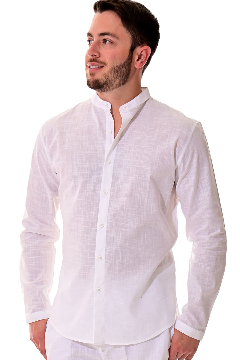 Men Cotton-Gauze Button Down Long Sleeve Shirt - MCS3372