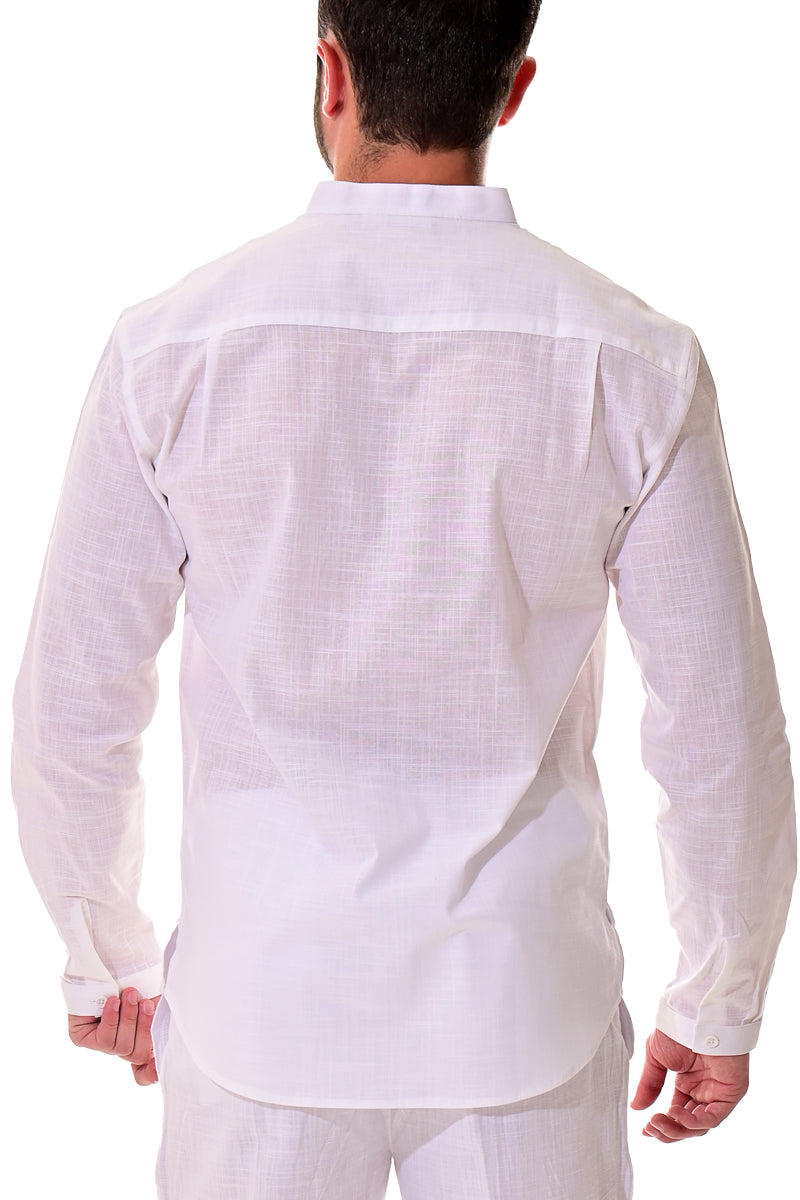 Men Cotton-Gauze Button Down Long Sleeve Shirt - MCS3372