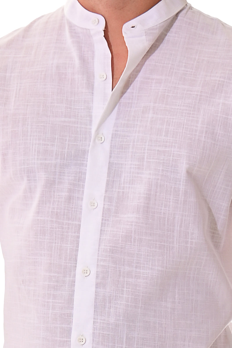 Men Cotton-Gauze Button Down Long Sleeve Shirt - MCS3372