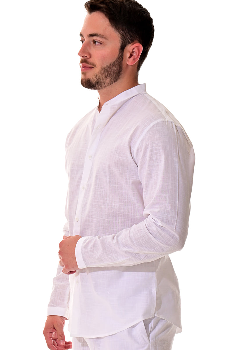 Men Cotton-Gauze Button Down Long Sleeve Shirt - MCS3372