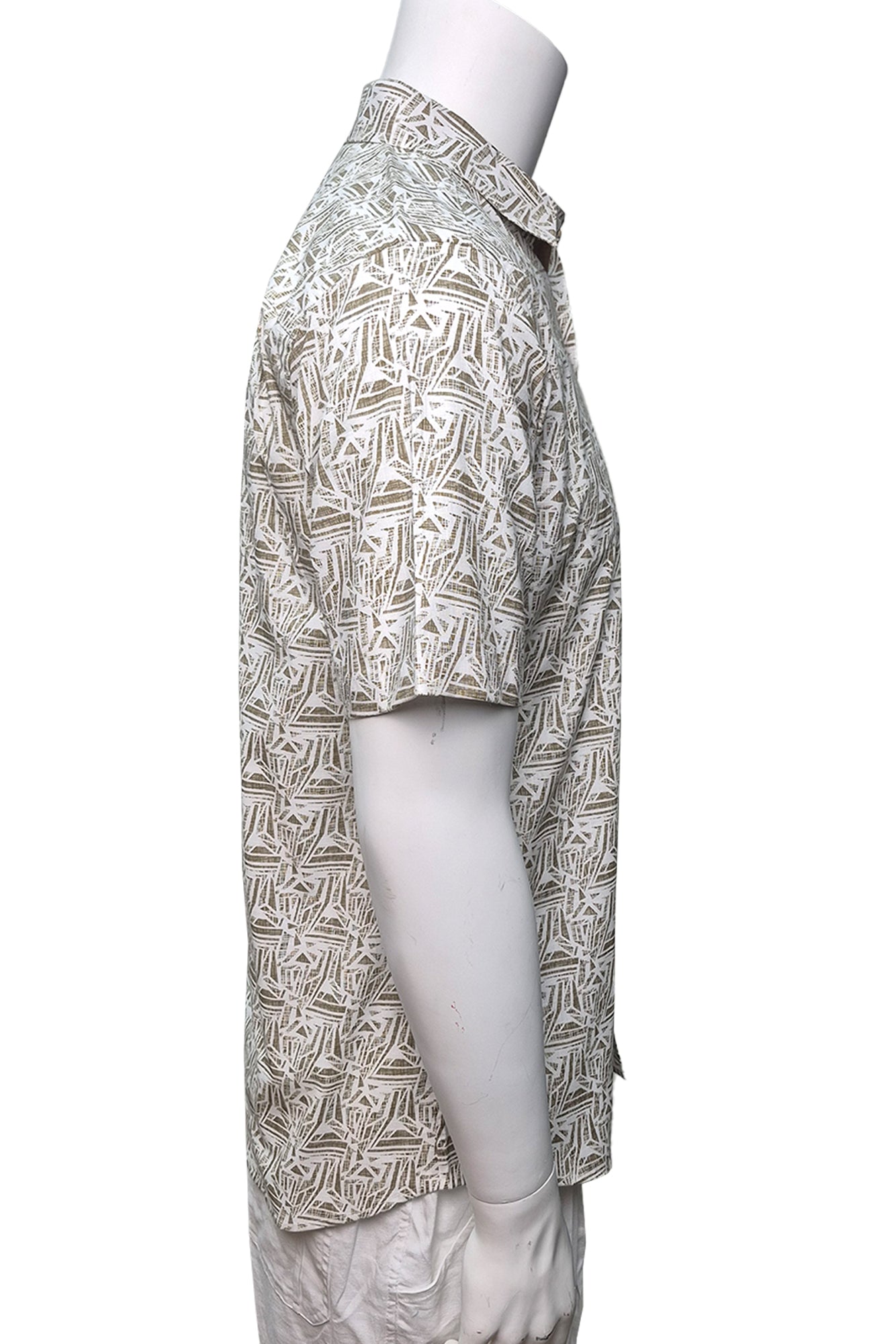 Men Cotton-Gauze Print Short Sleeve Shirt - WHITE/NATURAL - BOHIO - MCS3702 - 6 PCS/PRE-PACK