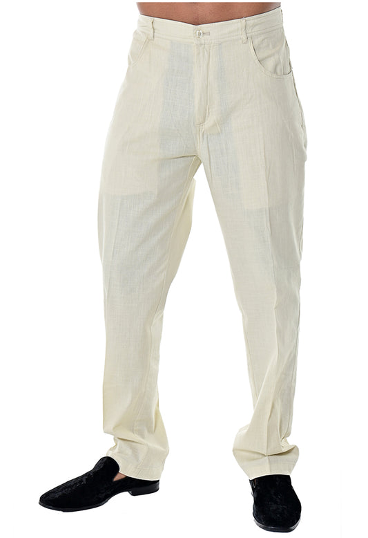Men Cotton Spandex Pants-BEIGE-Color Options-MCSP486 - 12 PCS/PRE-PACK