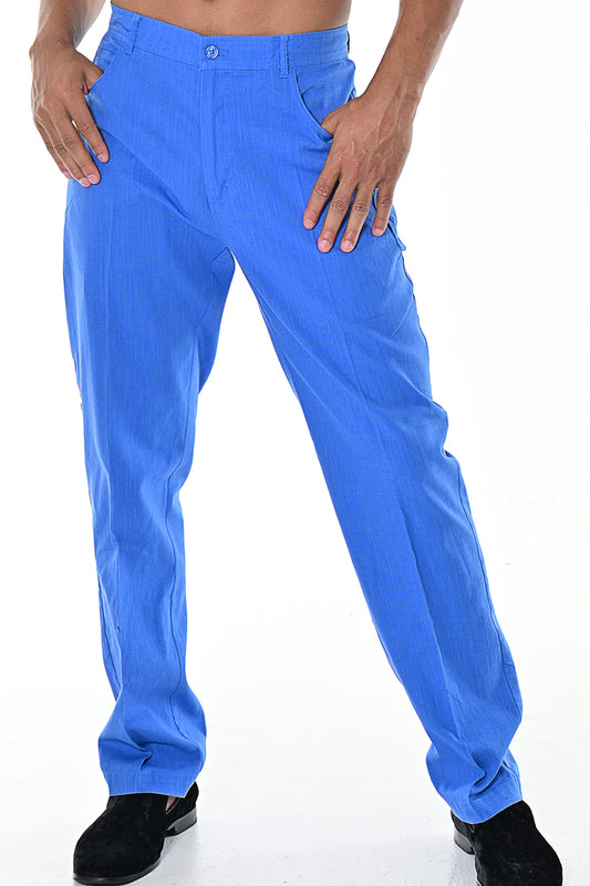 Men Cotton Spandex Pants-BLUE-Color Options-MCSP486 - 12 PCS/PRE-PACK