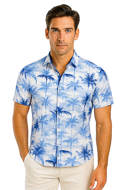 Men's Performance S/S Button-Down Stretch Shirt-BLUE-MCX2417 - 6 PCS/PRE-PACK