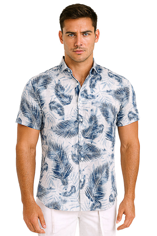 Men's Performance S/S Button-Down Stretch Shirt-BLUE-MCX2418 - 6 PCS/PRE-PACK