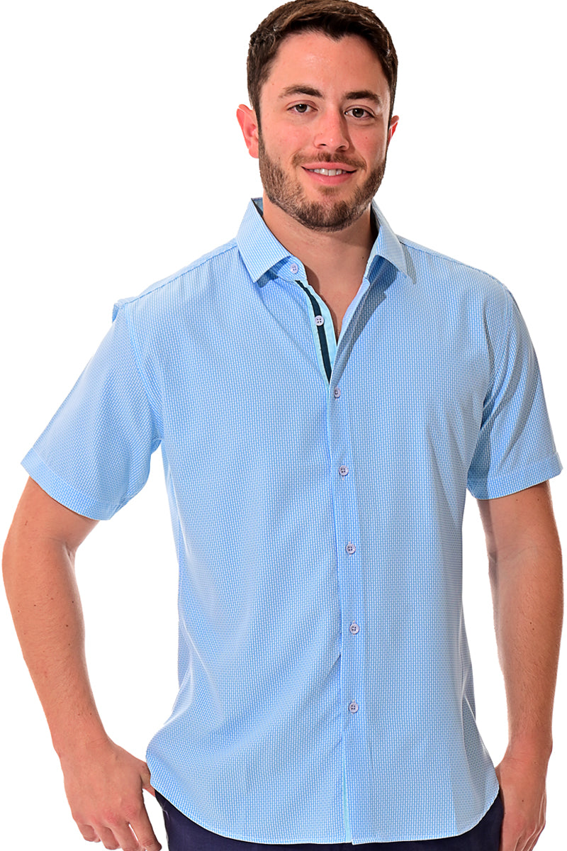 Men Cotton/Poly Spandex Print Short Sleeve Shirt - MCX3185