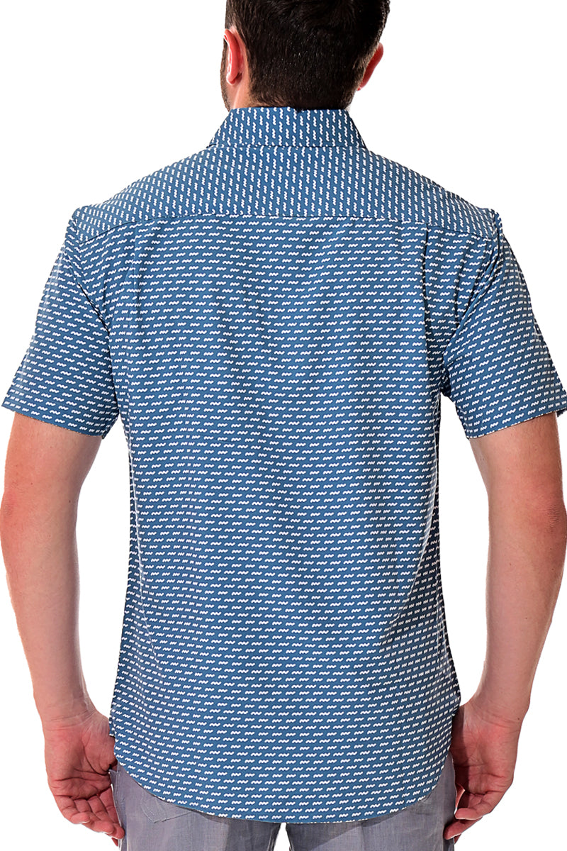 Men Cotton/Poly Spandex Print Short Sleeve Shirt - MCX3187
