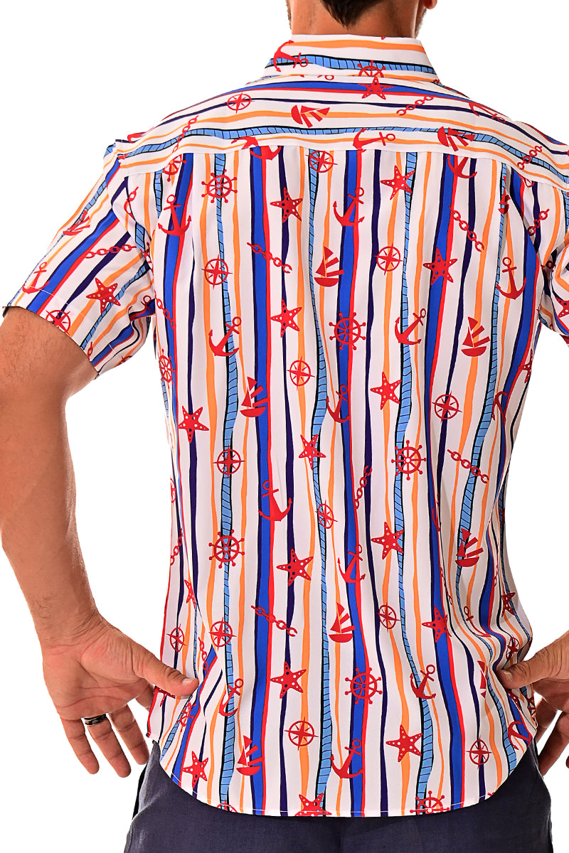 Men Cotton/Poly Spandex Print Short Sleeve Shirt - MCX3233