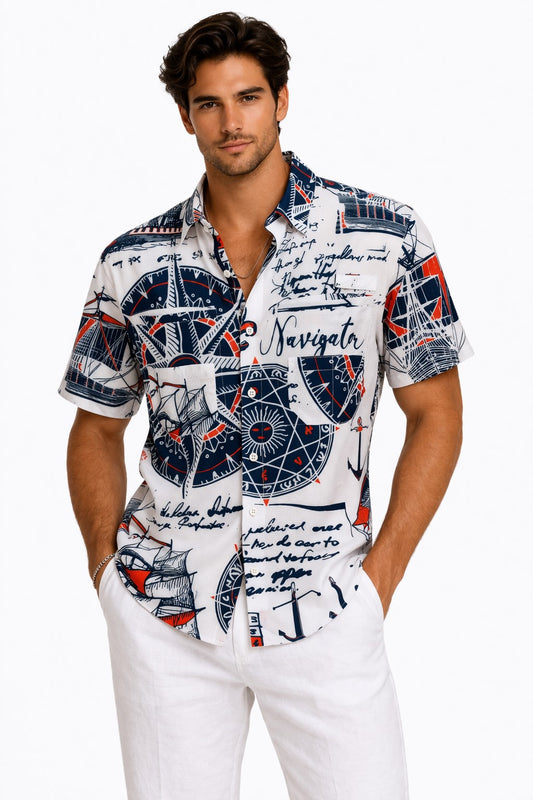 Camisa de pescador estampada para hombre Bohio con ventilación trasera – Estilo MCX3909