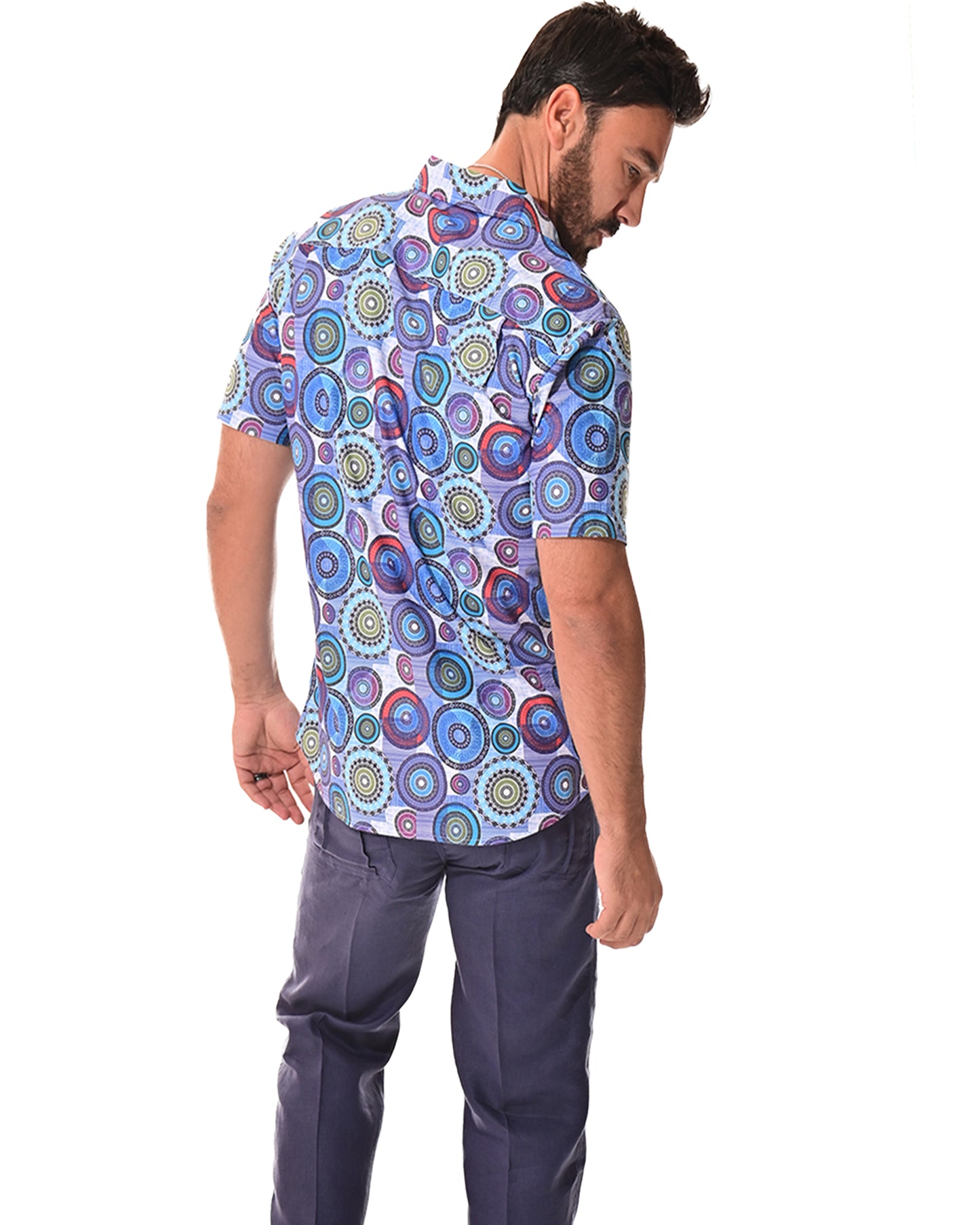 Men's S/S Button Down Shirt fashion Print by BOHIO - MKS3170 - 6 PCS/PRE-PACK