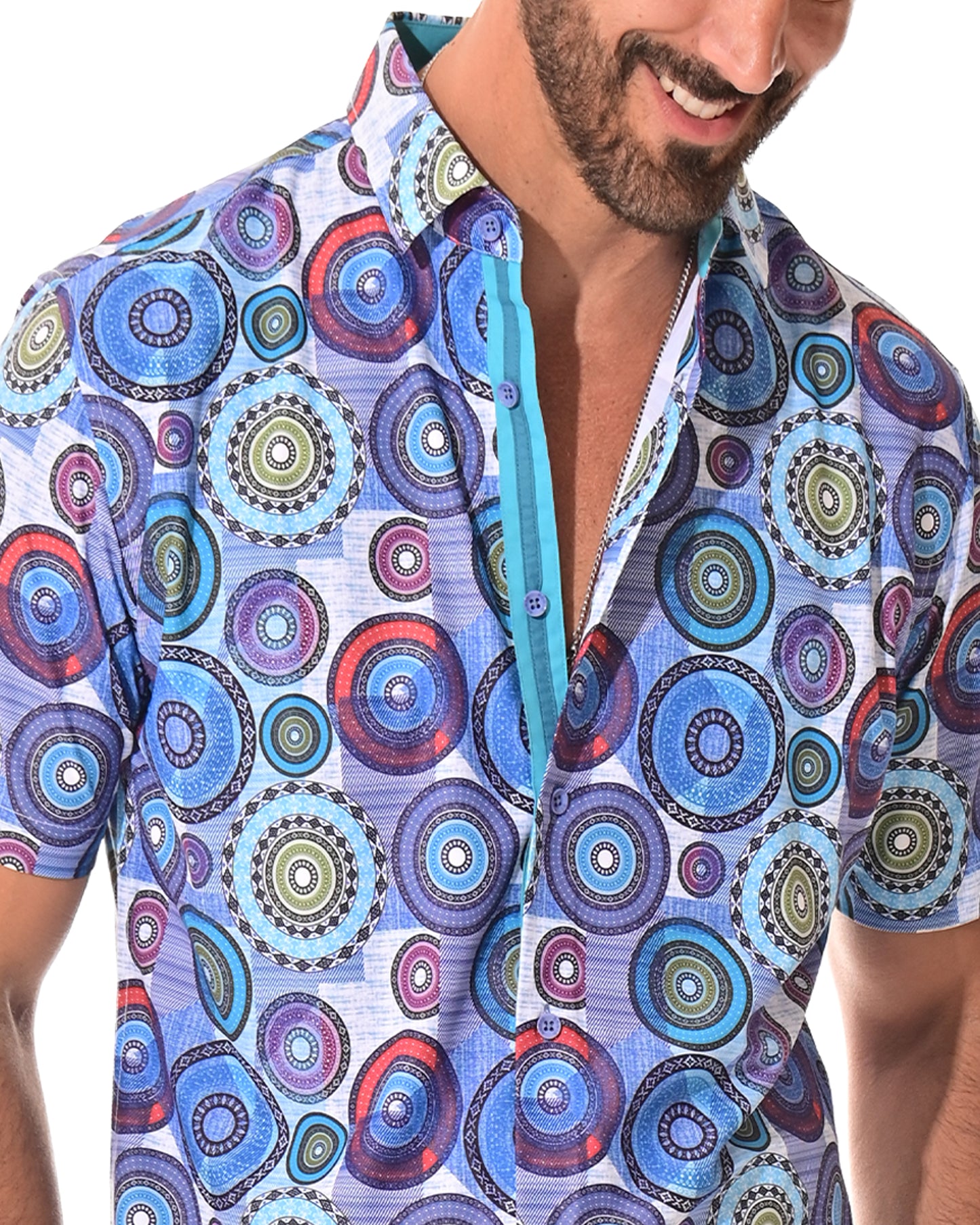 Men's S/S Button Down Shirt fashion Print by BOHIO - MKS3170 - 6 PCS/PRE-PACK