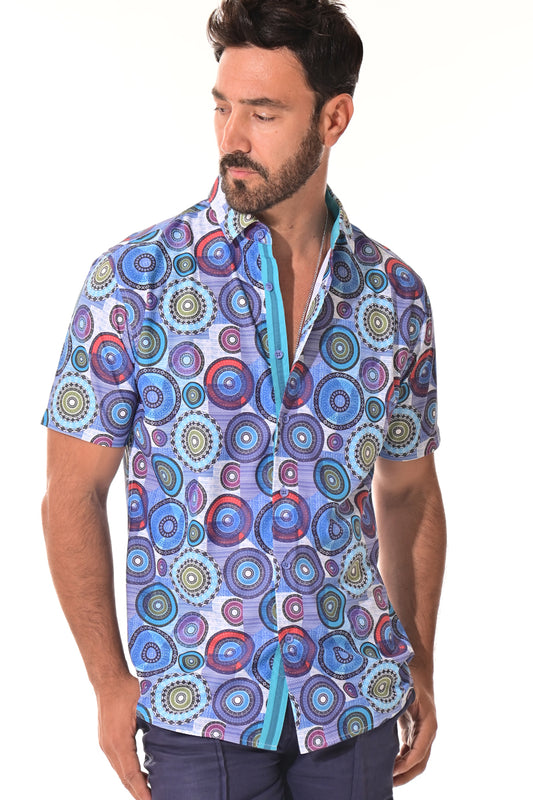 Men's S/S Button Down Shirt fashion Print by BOHIO - MKS3170 - 6 PCS/PRE-PACK