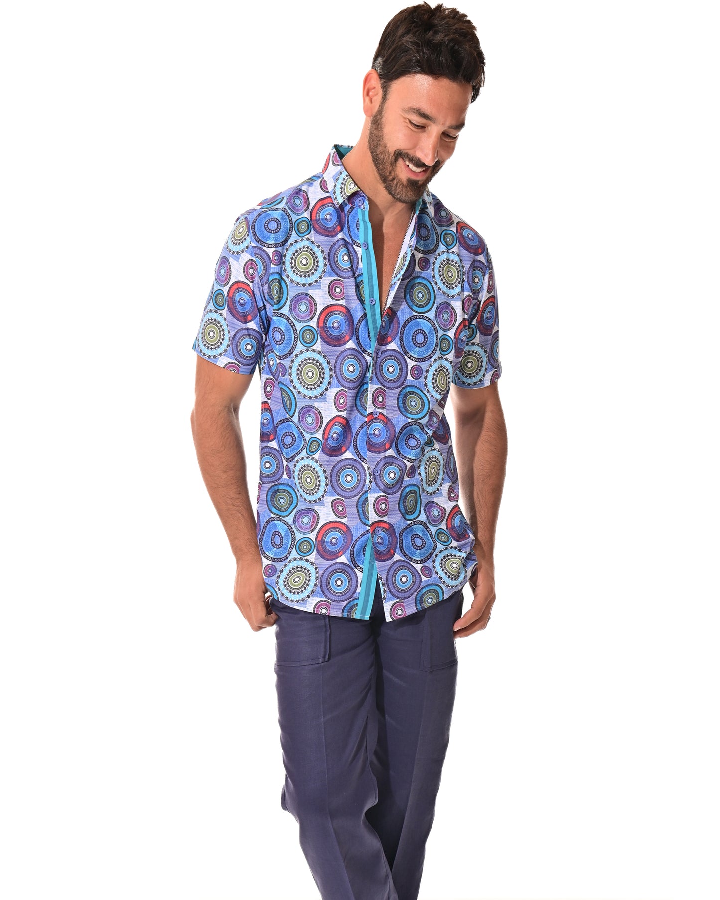 Men's S/S Button Down Shirt fashion Print by BOHIO - MKS3170 - 6 PCS/PRE-PACK