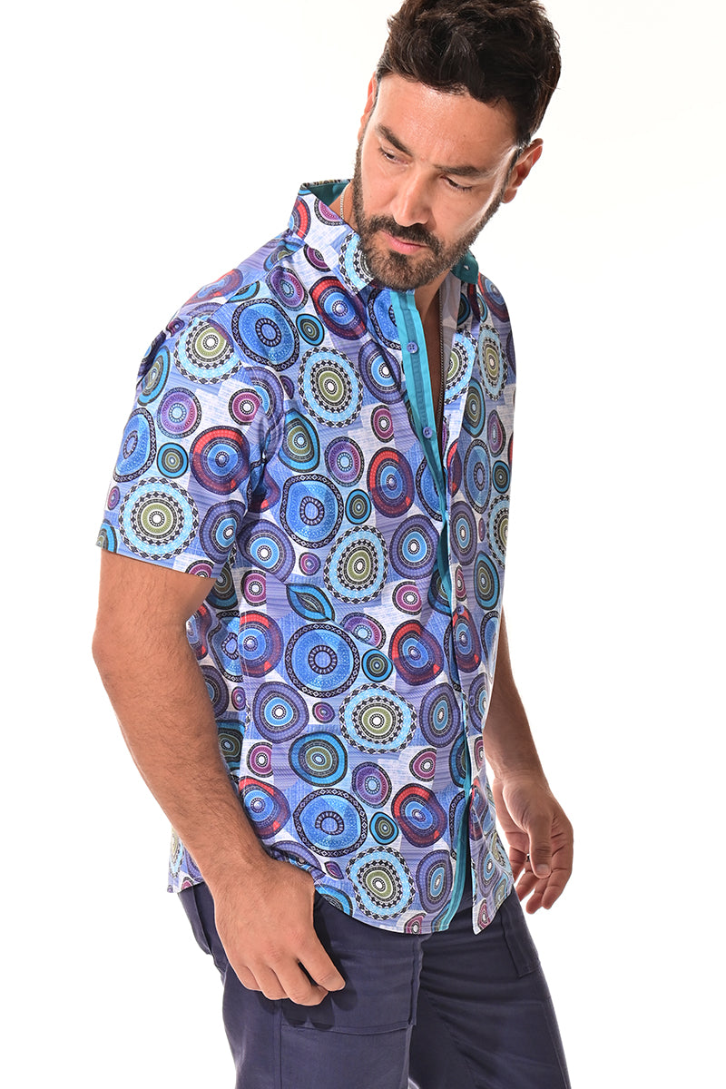 Men's S/S Button Down Shirt fashion Print by BOHIO - MKS3170 - 6 PCS/PRE-PACK