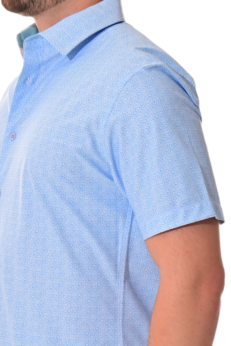 Men's S/S Button Down Shirt fashion Print by BOHIO - BLUE/PRINT - MKS3176 - 6 PCS/PRE-PACK