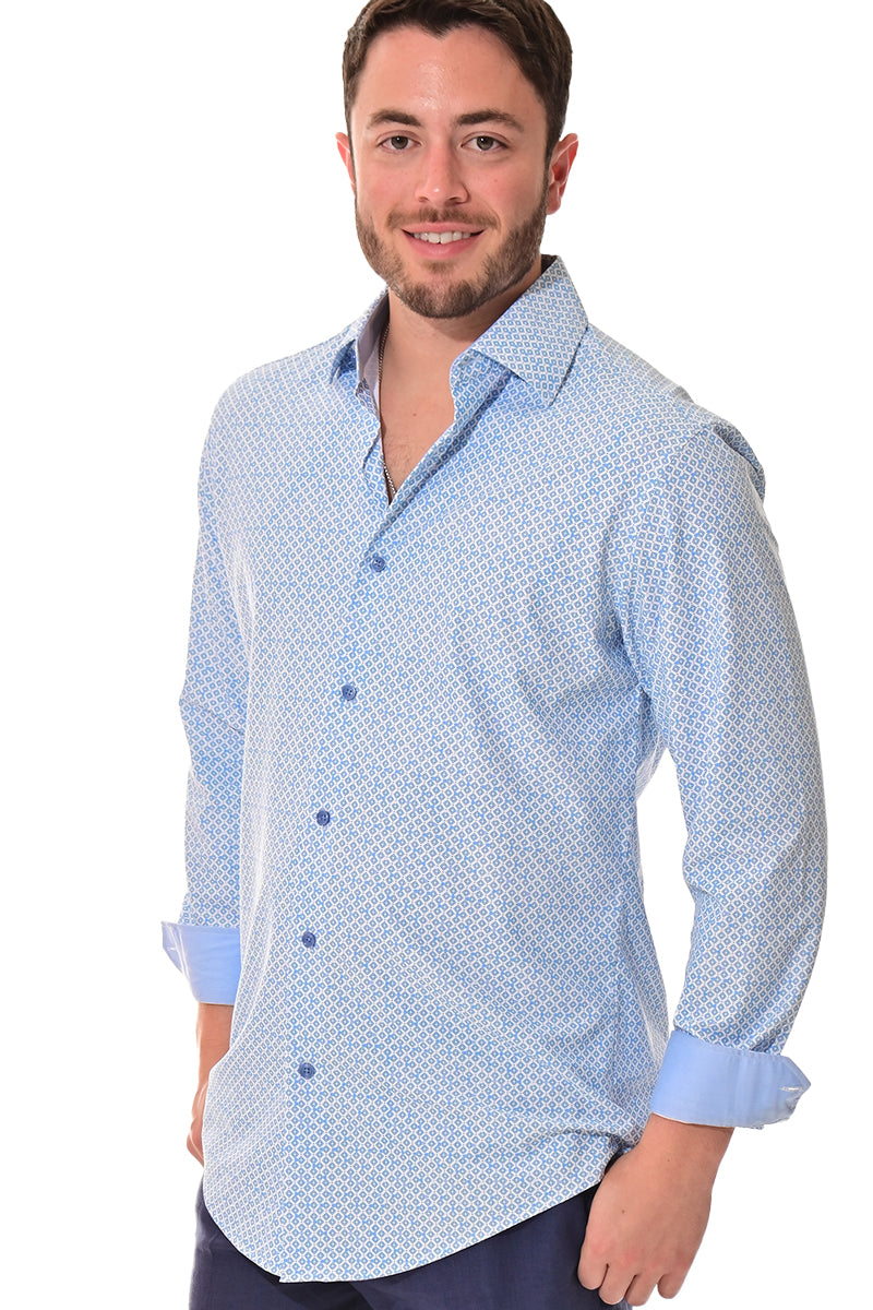 Men's L/S Button Down Shirt w/Contrast Cuff by BOHIO - MKS3321 - 6 PCS/PRE-PACK