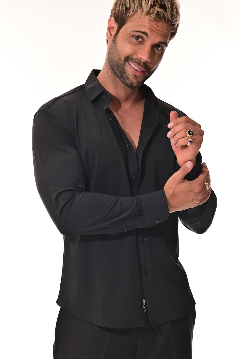 Men's Performance L/S Button-Down Stretch Shirt Solid by BOHIO - BEIGE - COLOR OPTIONS - MKSP3213 - 6 PCS/PRE-PACK