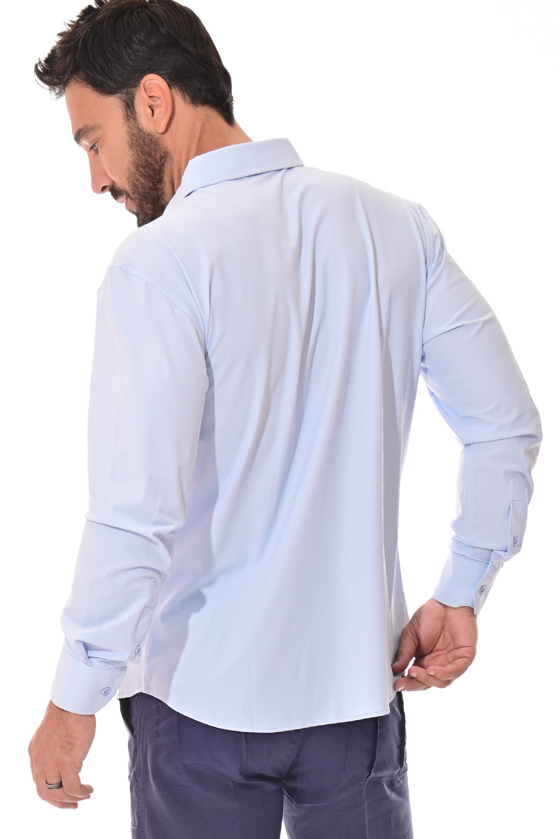 Men's Performance L/S Button-Down Stretch Shirt Solid by BOHIO - BEIGE - COLOR OPTIONS - MKSP3213 - 6 PCS/PRE-PACK