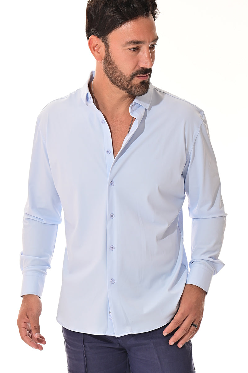 Men's Performance L/S Button-Down Stretch Shirt Solid by BOHIO - BEIGE - COLOR OPTIONS - MKSP3213 - 6 PCS/PRE-PACK