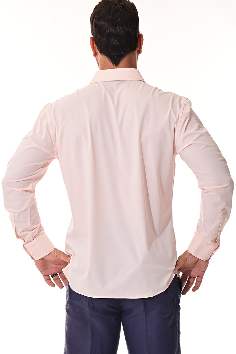 Men's Performance L/S Button-Down Stretch Shirt Solid by BOHIO - BEIGE - COLOR OPTIONS - MKSP3213 - 6 PCS/PRE-PACK