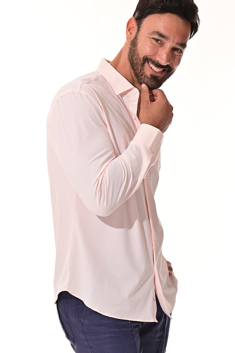Men's Performance L/S Button-Down Stretch Shirt Solid by BOHIO - BEIGE - COLOR OPTIONS - MKSP3213 - 6 PCS/PRE-PACK
